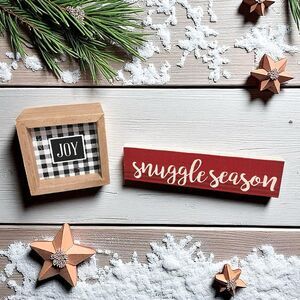 Hobby Lobby Set of 2 Small Wood Decorative Signs Christmas Decor JOY